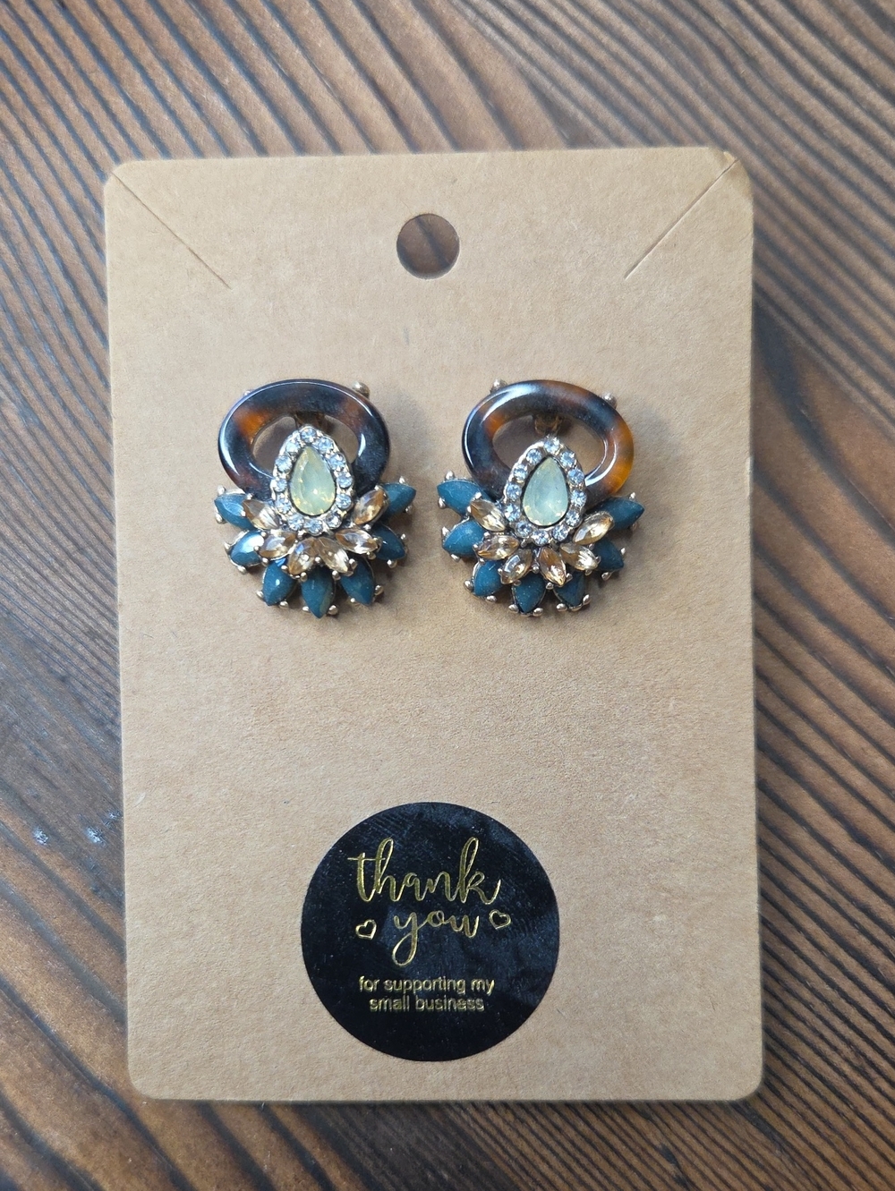 Western Chic Tortoise Shell And Turquoise Earrings